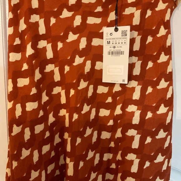 Rust and cream M size Zara maxi skirt - Picture 3 of 5
